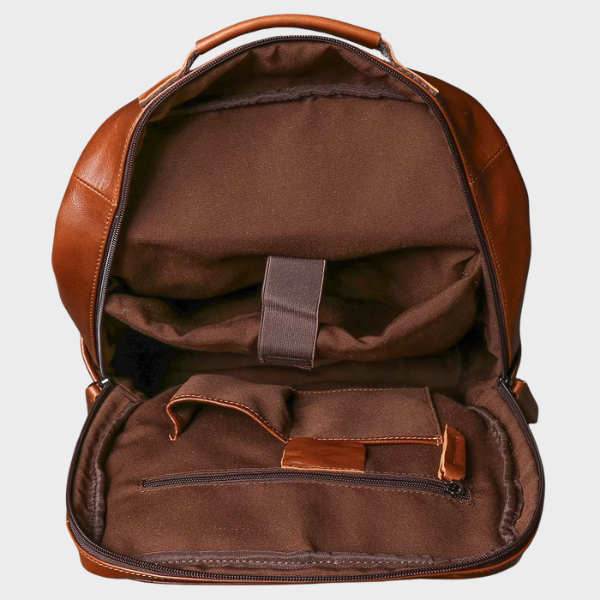 Mochila de Couro Com Alça Arqueada para Notebook Até 15 Polegadas Belmont