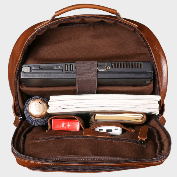 Mochila de Couro Com Alça Arqueada para Notebook Até 15 Polegadas Belmont