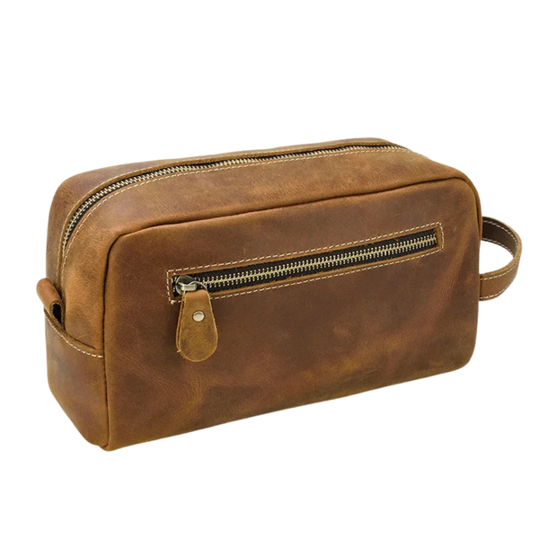 Necessaire de Couro Rústico Estilo Vintage