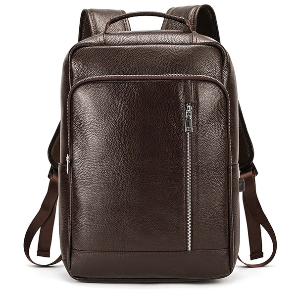 Mochila Executive em Couro Liso para Notebook 15" - Café