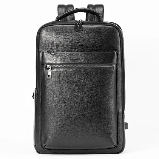 Mochila Executive em Couro Liso e Interior Expansivo - Preto