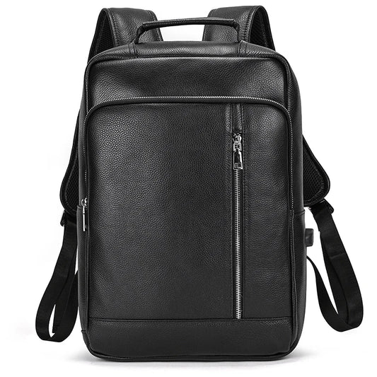 Mochila Executive em Couro Liso para Notebook 15" - Preto