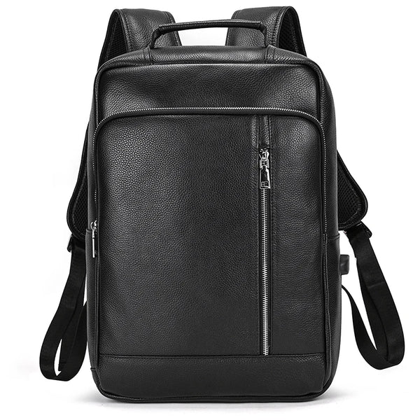 Mochila Executive em Couro Liso para Notebook 15" - Preto